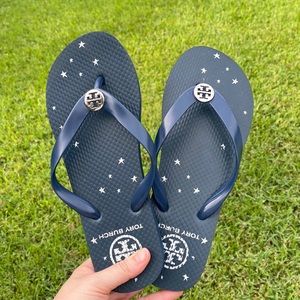 Tory Burch Blue Star Flip Flops